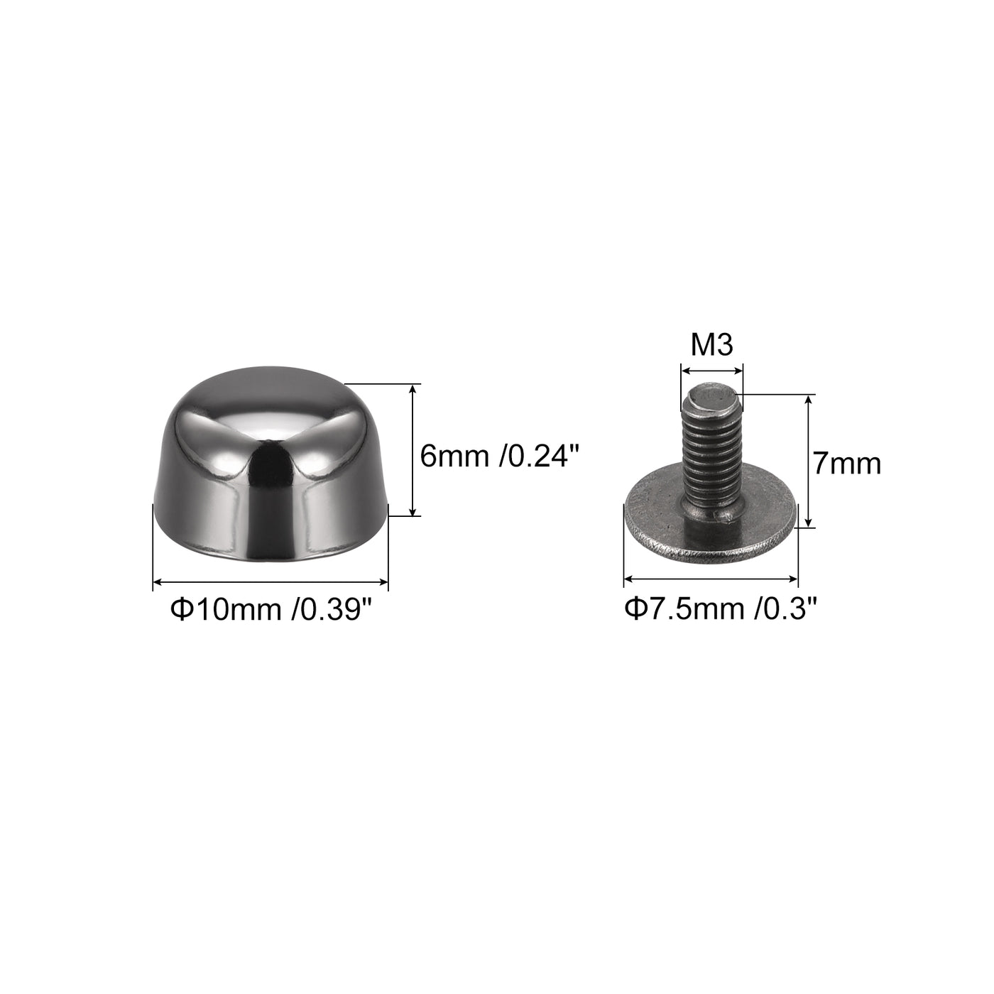 Harfington Screw Back Rivets, Hollow Curved Head Leather Studs