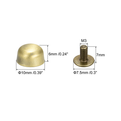 Harfington Screw Back Rivets, Hollow Curved Head Leather Studs