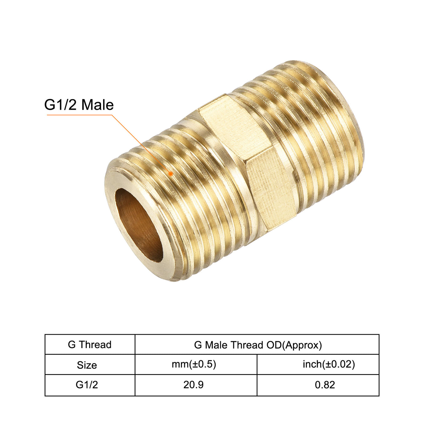 Harfington Brass Pipe Fitting Male Thread Hex Connector Pipe Adapter