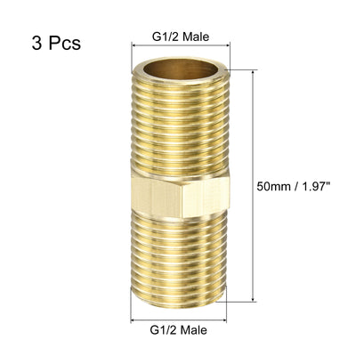 Harfington Brass Pipe Fitting Male Thread Hex Connector Pipe