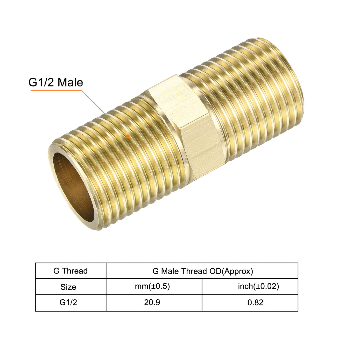 Harfington Brass Pipe Fitting Male Thread Hex Connector Pipe