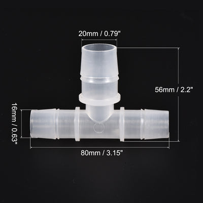 Harfington PP Reducing Barb Hose Fitting Tee T Shape Pipe Connector