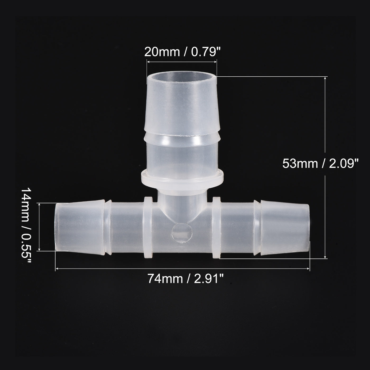 Harfington PP Reducing Barb Hose Fitting Tee T Shape Pipe Connector