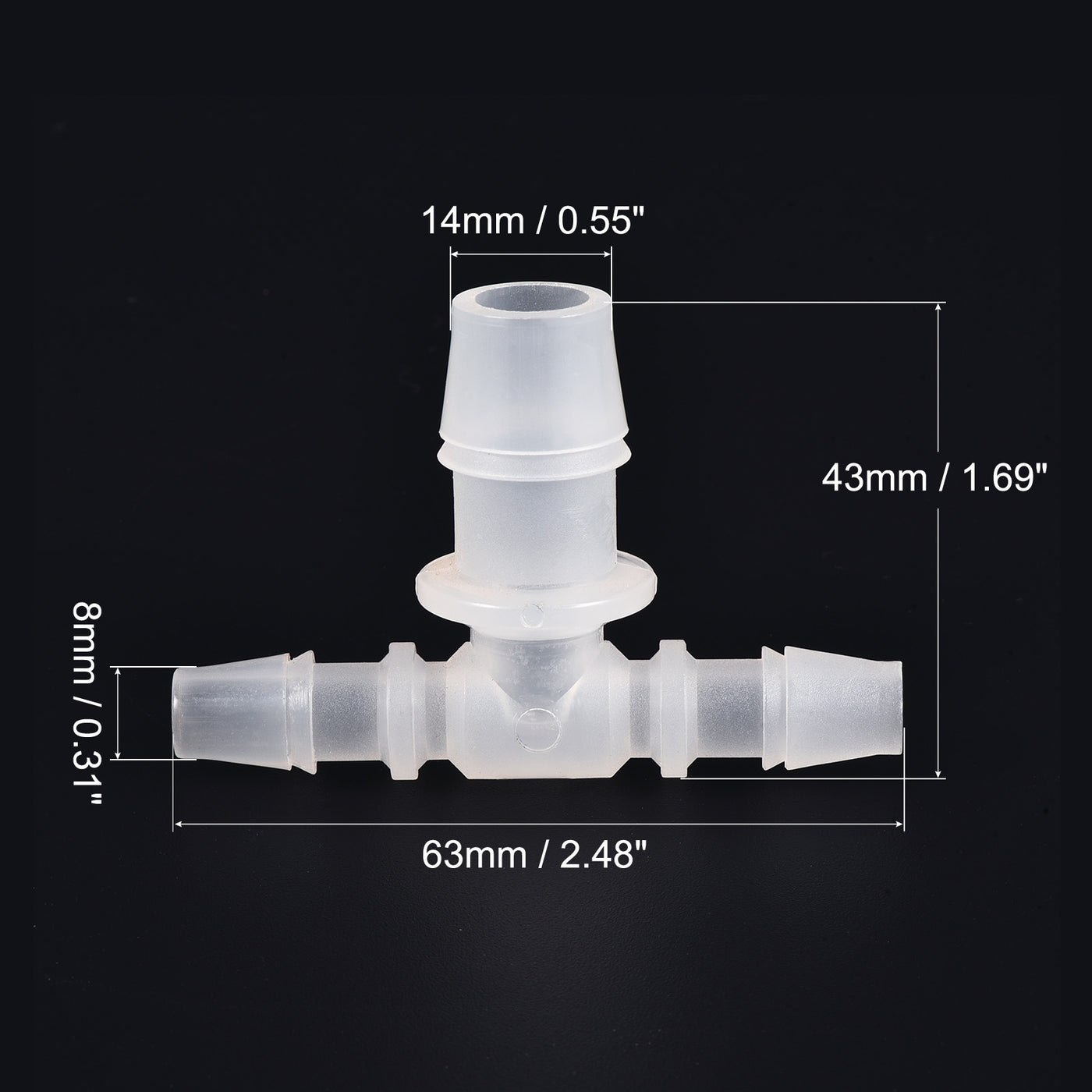 Harfington PP Reducing Barb Hose Fitting Tee T Shape OD Pipe Connector