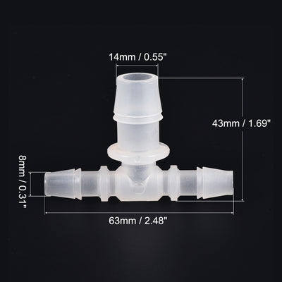 Harfington PP Reducing Barb Hose Fitting T Shape OD Pipe Connector