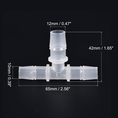 Harfington PP Reducing Barb Hose Fitting Tee T Shape OD Pipe Connector