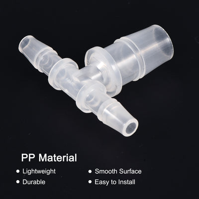 Harfington PP Reducing Barb Hose Fitting Tee T Shape Pipe Connector