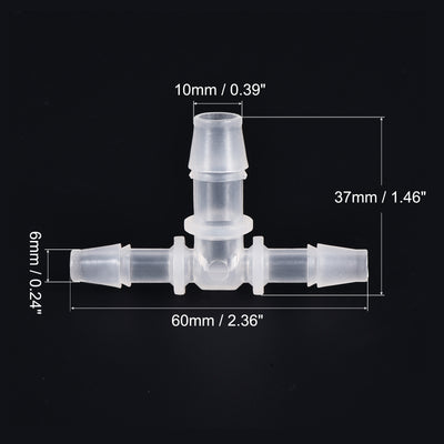 Harfington PP Reducing Barb Hose Fitting Tee T Shape Pipe Connector