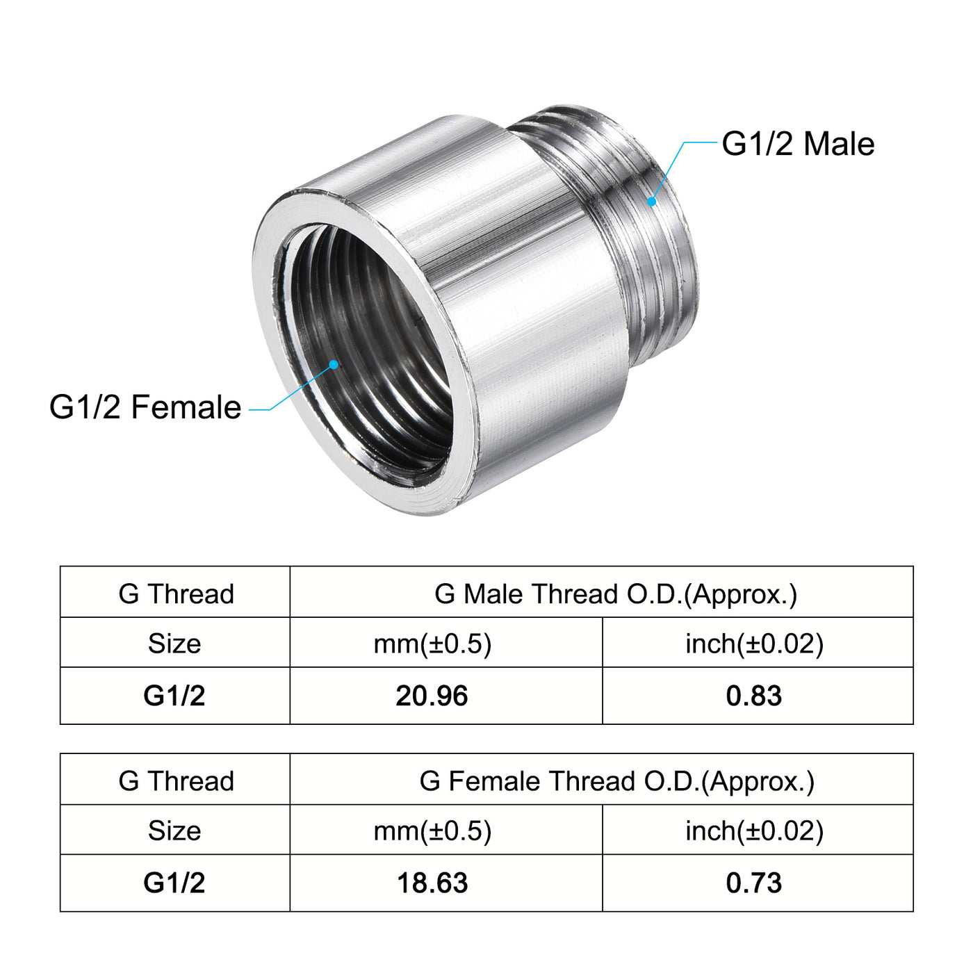 Harfington Nickel Plated Brass Extension Pipe Fitting Thread Coupling Adapter Connector