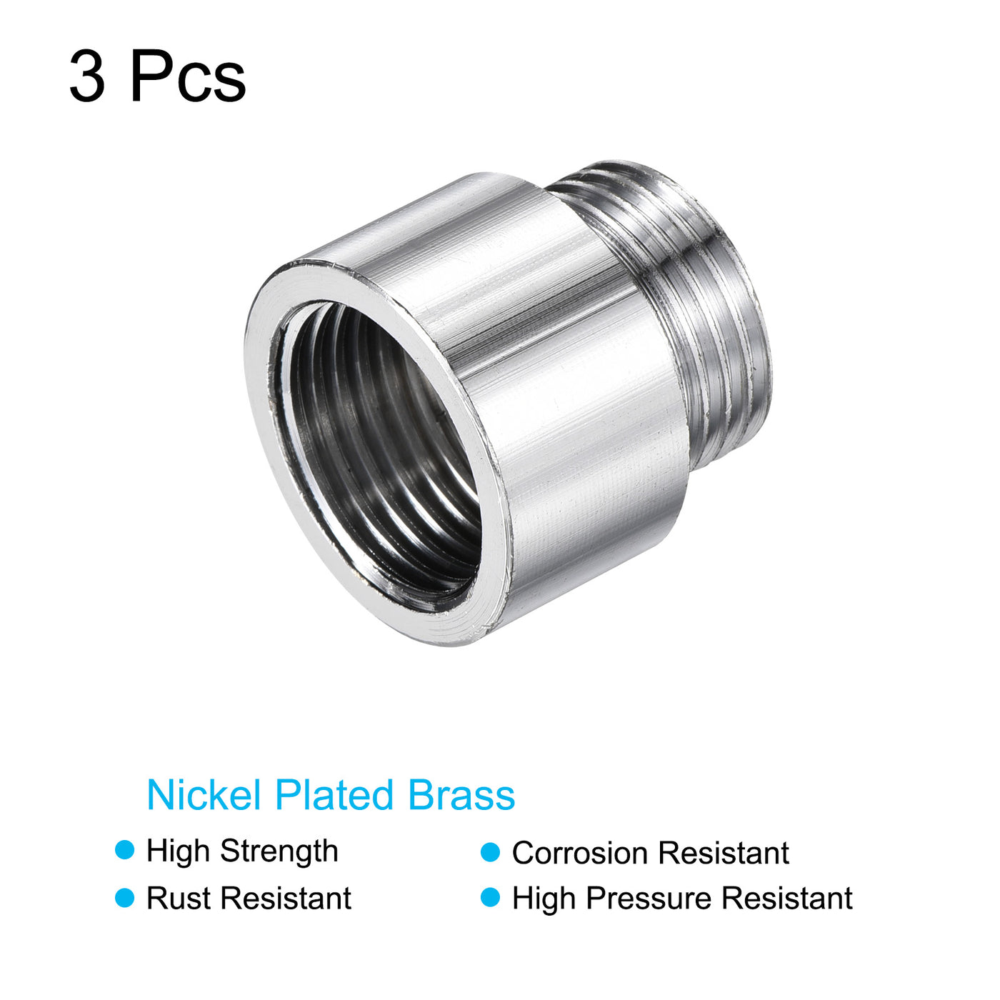 Harfington Nickel Plated Brass Extension Pipe Fitting Thread Coupling Adapter Connector