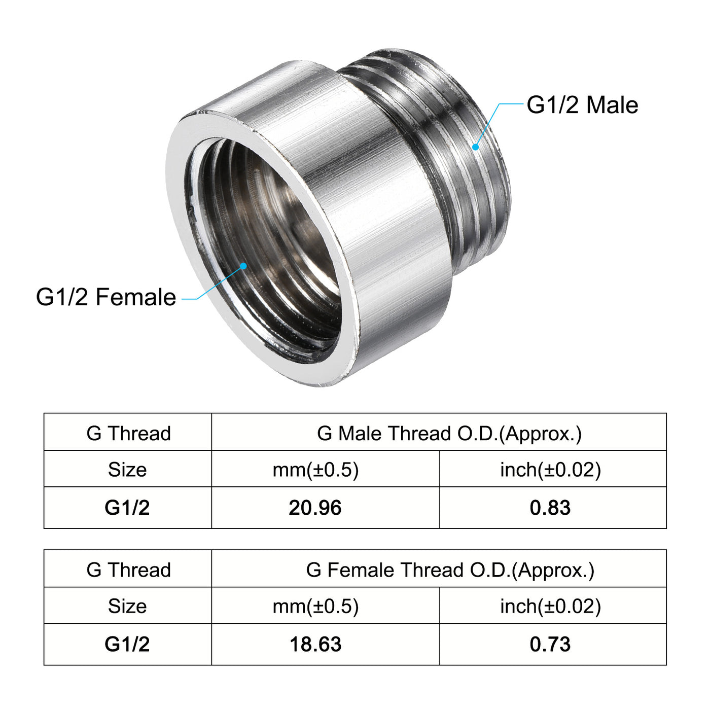 Harfington Nickel Plated Brass Extension Pipe Fitting Thread Coupling Adapter Connector
