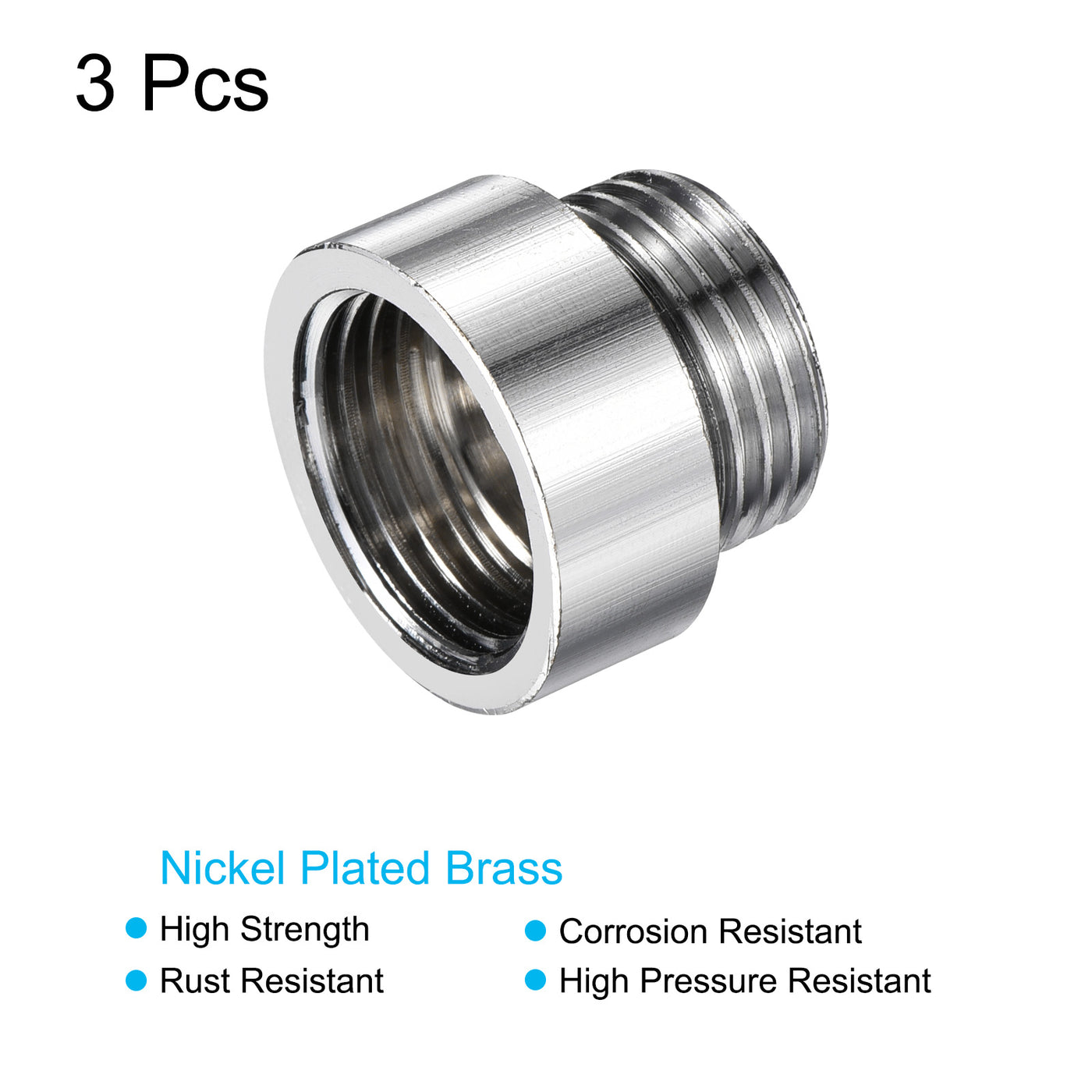 Harfington Nickel Plated Brass Extension Pipe Fitting Thread Coupling Adapter Connector