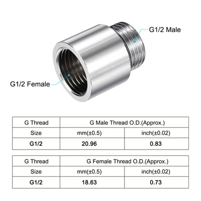 Harfington Nickel Plated Brass Extension Pipe Fitting Thread Coupling Adapter Connector