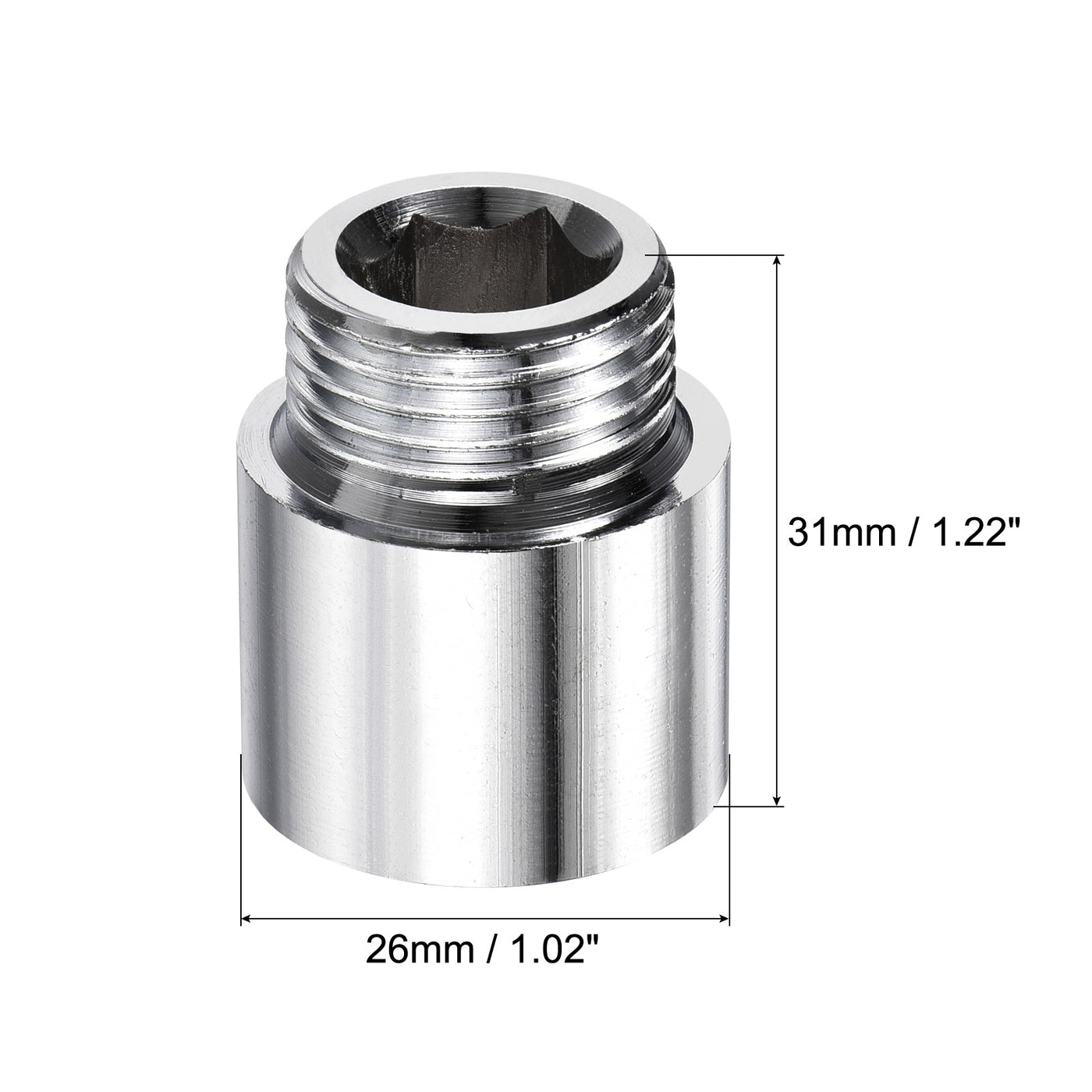 Harfington Nickel Plated Brass Extension Pipe Fitting Thread Coupling Adapter Connector