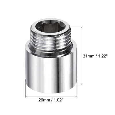 Harfington Nickel Plated Brass Extension Pipe Fitting Thread Coupling Adapter Connector