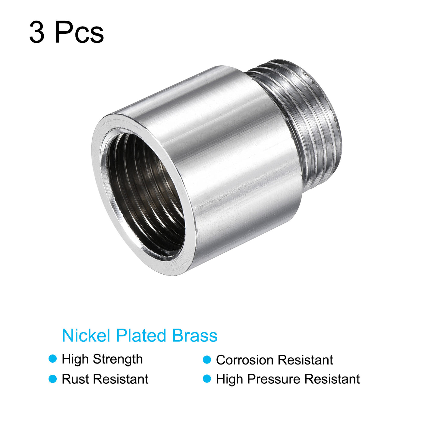 Harfington Nickel Plated Brass Extension Pipe Fitting Thread Coupling Adapter Connector