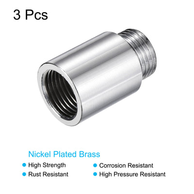 Harfington Nickel Plated Brass Extension Pipe Fitting Thread Coupling Adapter Connector