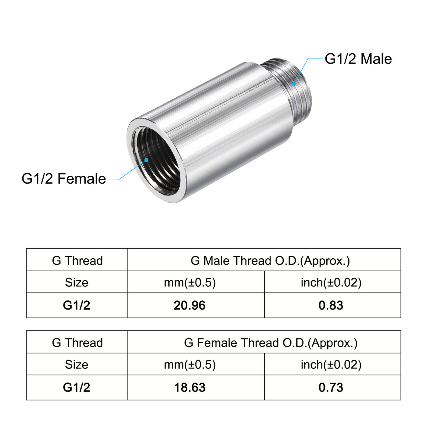 Harfington Nickel Plated Brass Extension Pipe Fitting Thread Coupling Adapter Connector