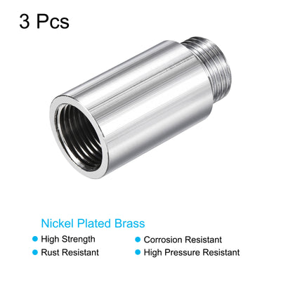 Harfington Nickel Plated Brass Extension Pipe Fitting Thread Coupling Adapter Connector