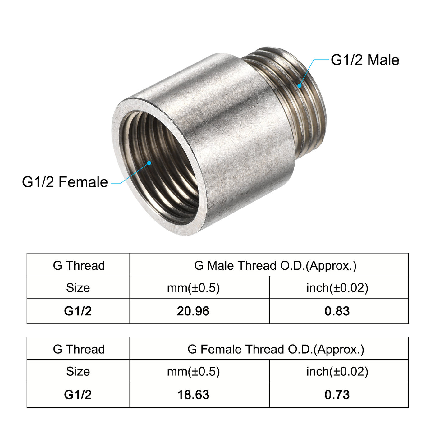 Harfington Stainless Steel Extension Pipe Fitting Reducer Coupling Adapter Connector