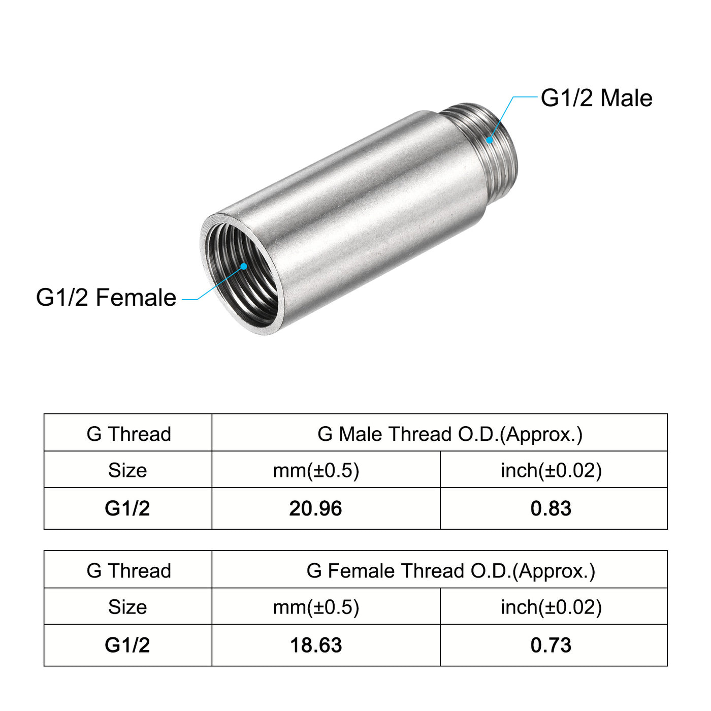 Harfington Stainless Steel Extension Pipe Fitting Reducer Coupling Adapter Connector