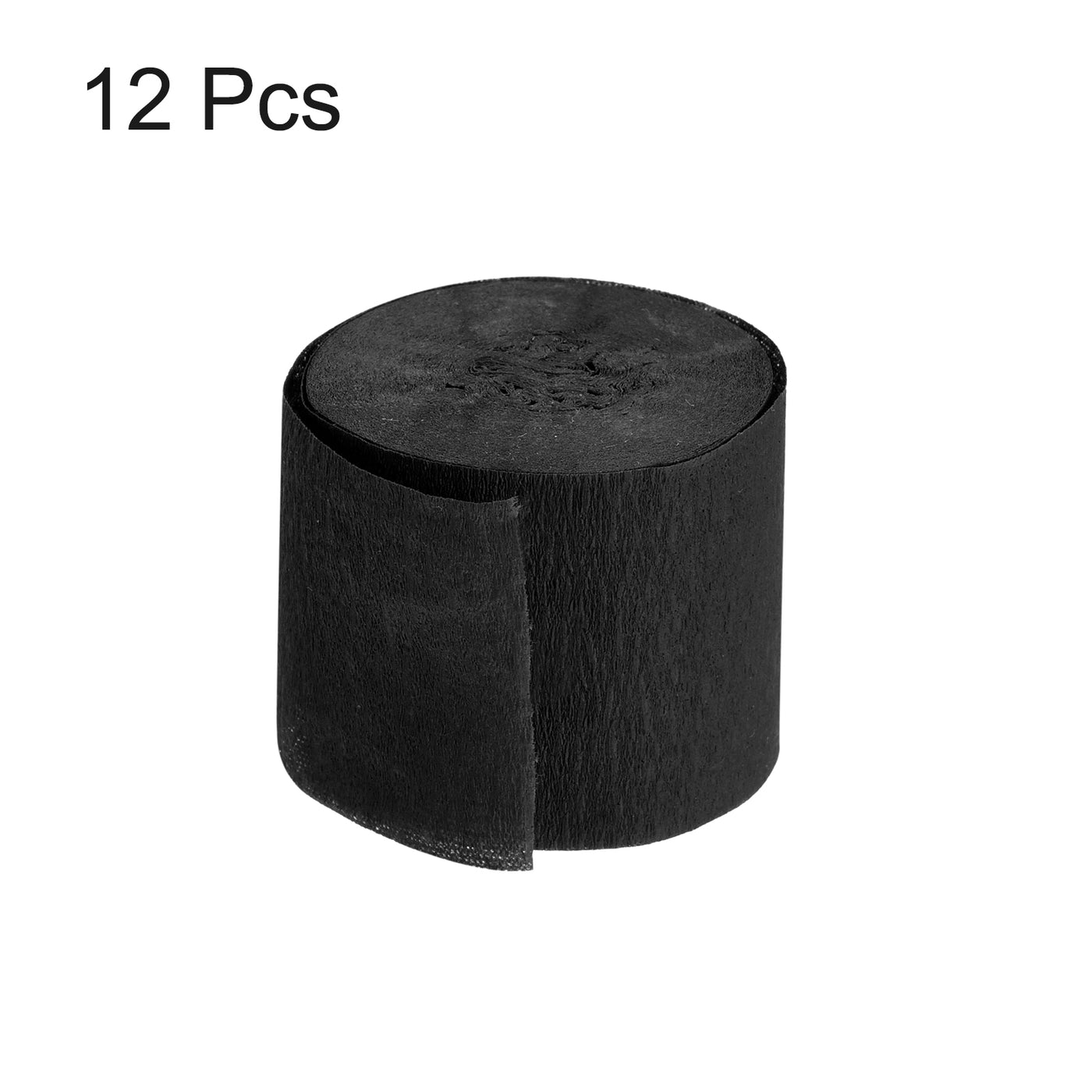 Harfington Crepe Paper Streamer 32ft Long 1.37 Inch Wide, Black Pack of 12