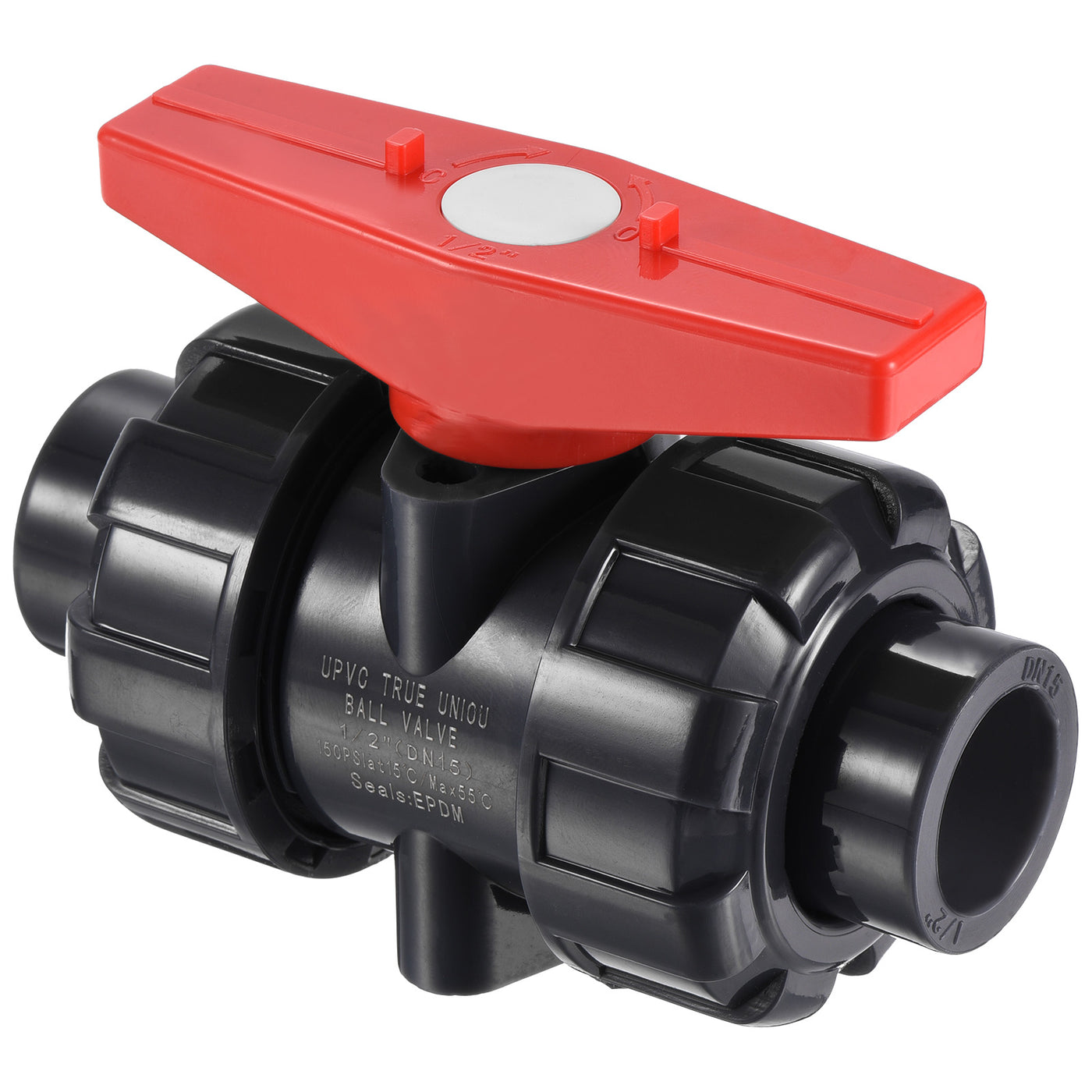 Harfington Slip Union Ball Valve, EPDM O-ring UPVC Socket Type Shut-off Valve Switch for Water Flow Control
