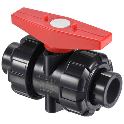 Harfington Slip Union Ball Valve, EPDM O-ring UPVC Socket Type Shut-off Valve Switch for Water Flow Control