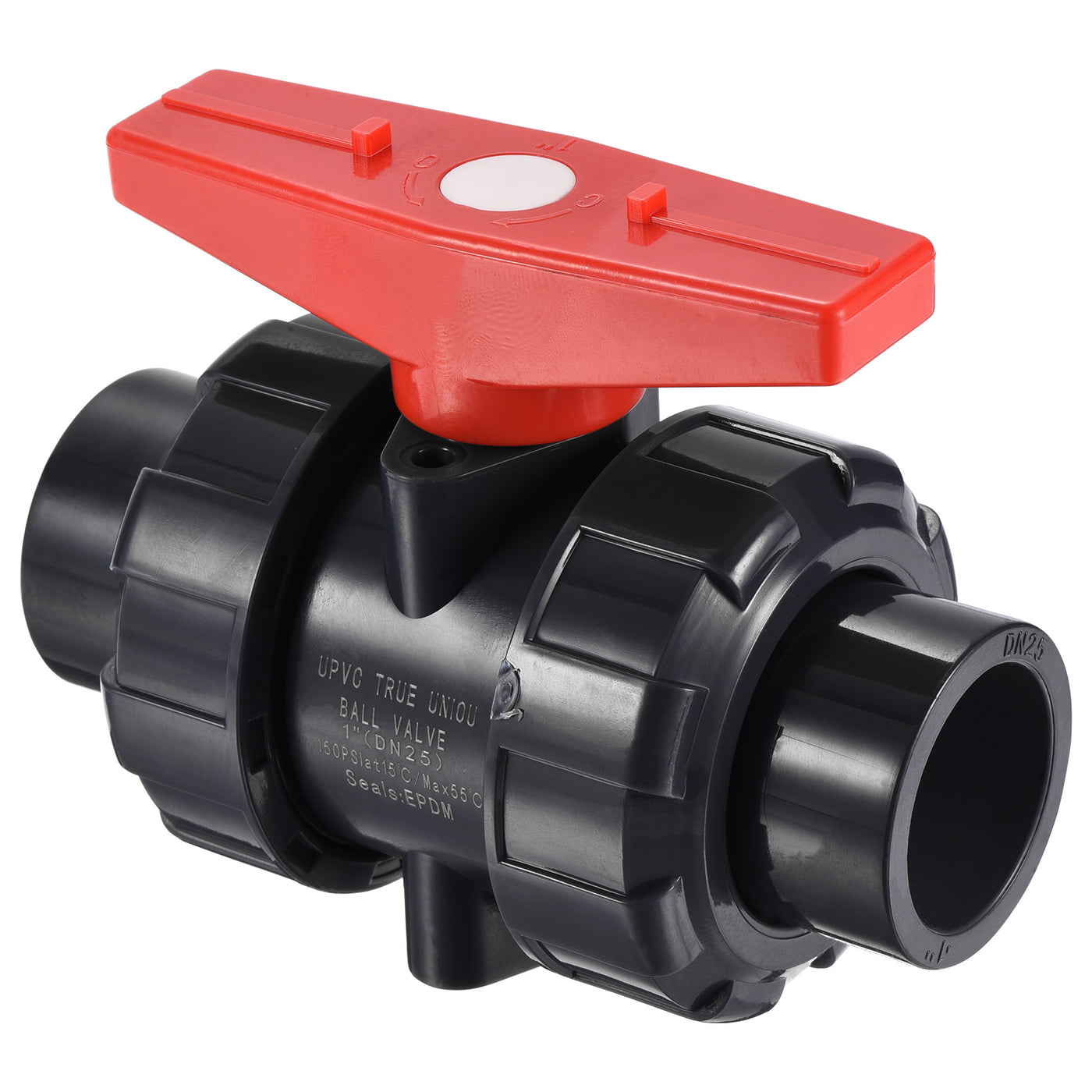 Harfington Slip Union Ball Valve, EPDM O-ring UPVC Socket Type Shut-off Valve Switch for Water Flow Control