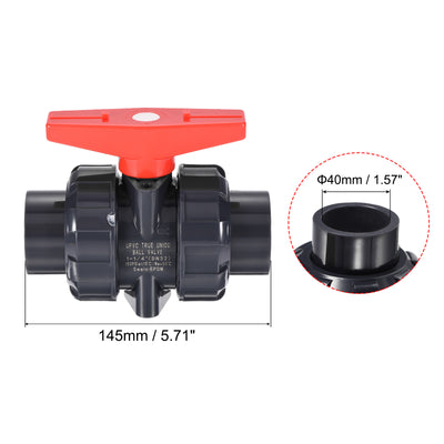 Harfington Slip Union Ball Valve, EPDM O-ring UPVC Socket Type Shut-off Valve Switch for Water Flow Control