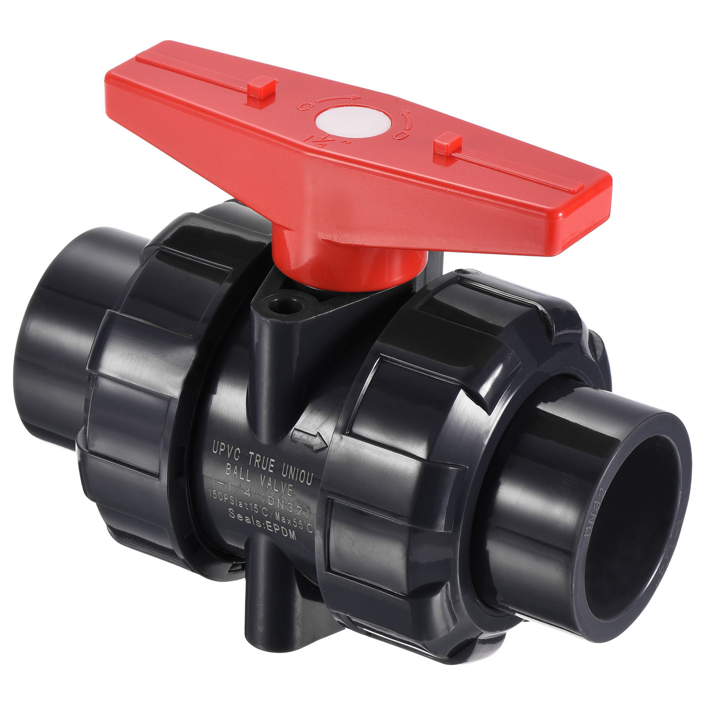 Harfington Slip Union Ball Valve, EPDM O-ring UPVC Socket Type Shut-off Valve Switch for Water Flow Control