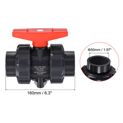 Harfington Slip Union Ball Valve, EPDM O-ring UPVC Socket Type Shut-off Valve Switch for Water Flow Control