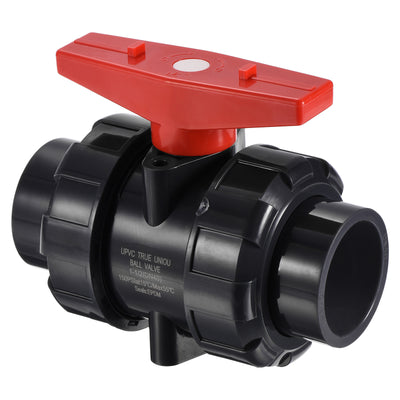 Harfington Slip Union Ball Valve, EPDM O-ring UPVC Socket Type Shut-off Valve Switch for Water Flow Control