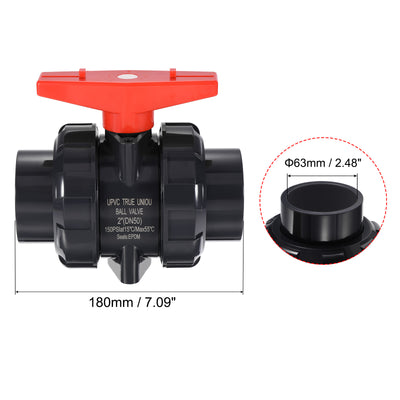 Harfington Slip Union Ball Valve, EPDM O-ring UPVC Socket Type Shut-off Valve Switch for Water Flow Control