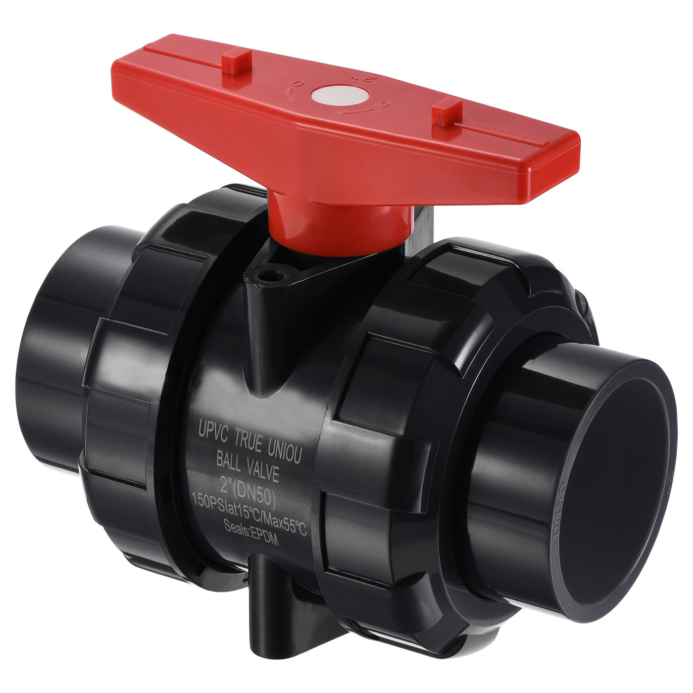 Harfington Slip Union Ball Valve, EPDM O-ring UPVC Socket Type Shut-off Valve Switch for Water Flow Control
