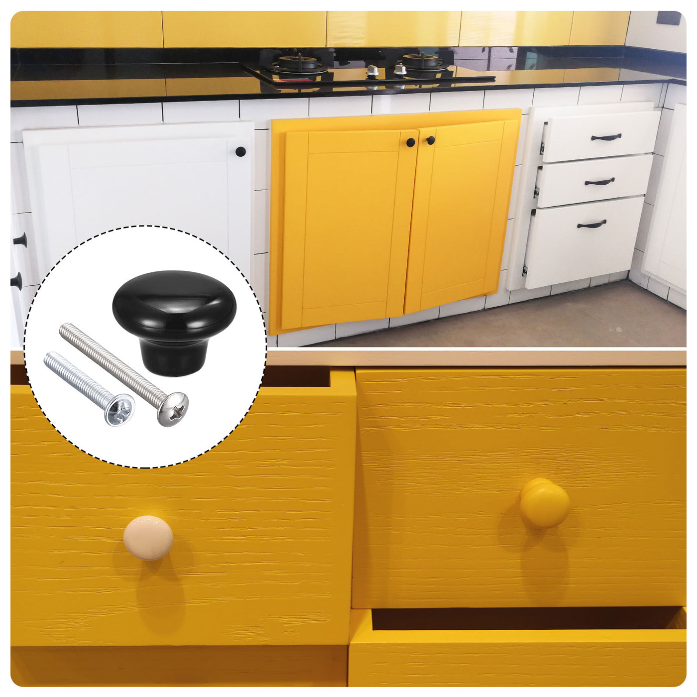 Harfington Ceramic Drawer Knob Mushroom Shape Door Pull Handles