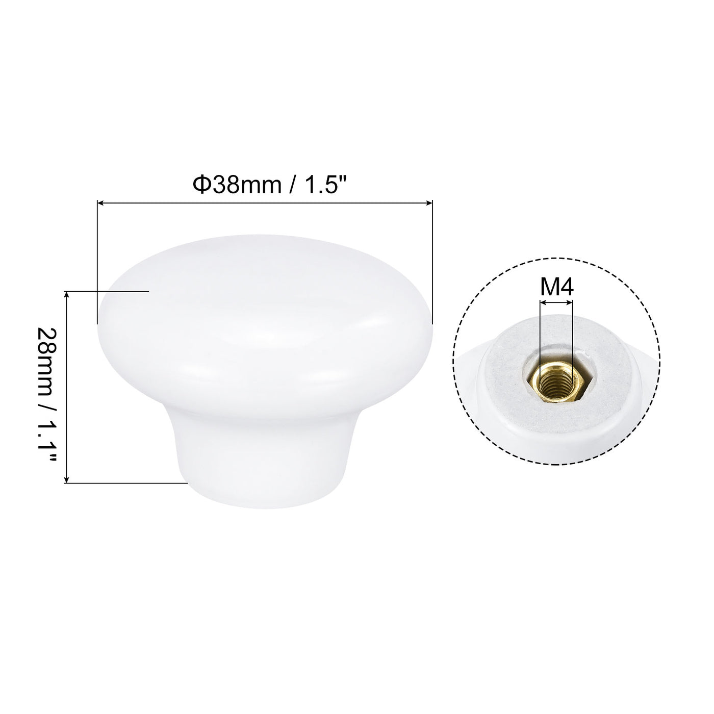 Harfington Ceramic Drawer Knob Mushroom Shape Door Pull Handles