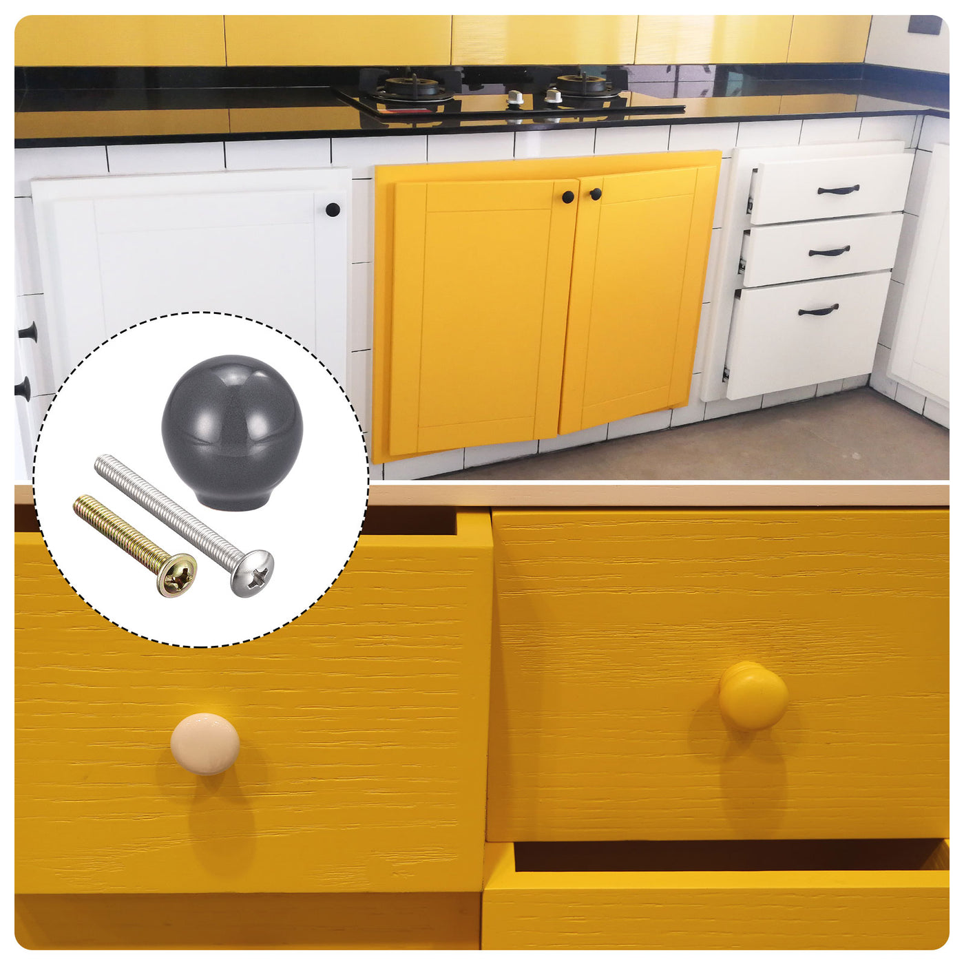 Harfington Ceramic Drawer Knobs,  Ball Shape Door Pull Handle