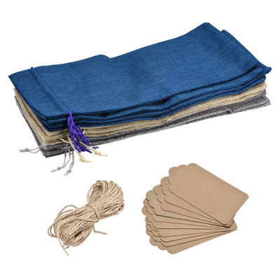 Harfington Linen Burlap Bags W Drawstring  Tags Ropes for Gifts DIY Craft