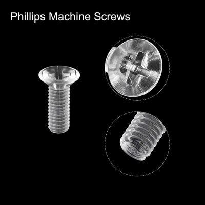 Harfington Plastic Phillips Machine Screws, PC Flat Head Machine Bolts
