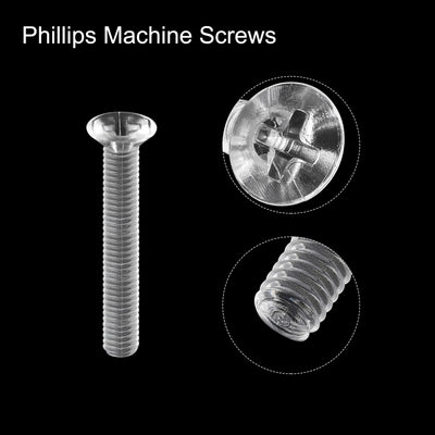 Harfington Plastic Phillips Machine Screws, PC Flat Head Machine Bolts