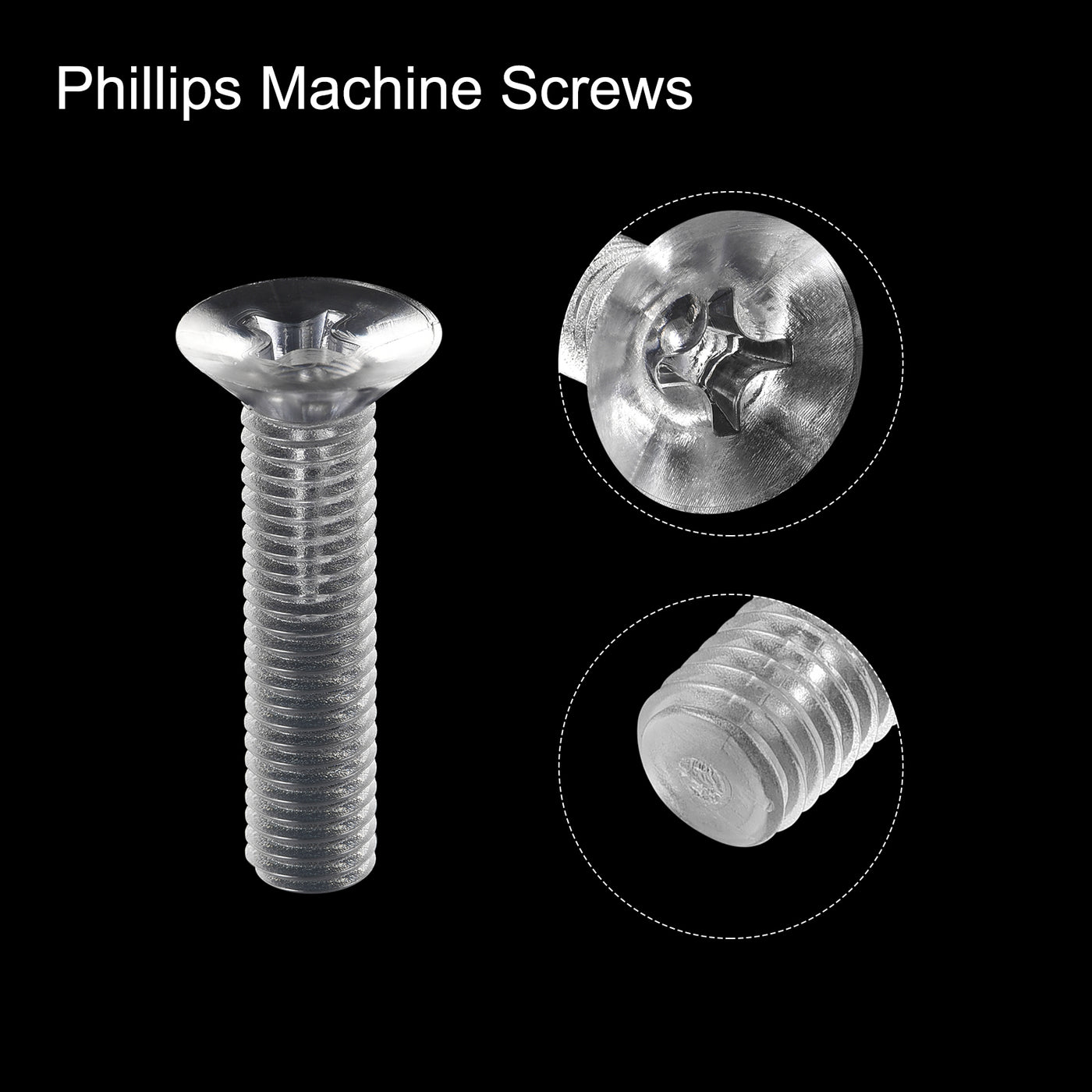 Harfington Plastic Phillips Machine Screws, PC Flat Head Machine Bolt