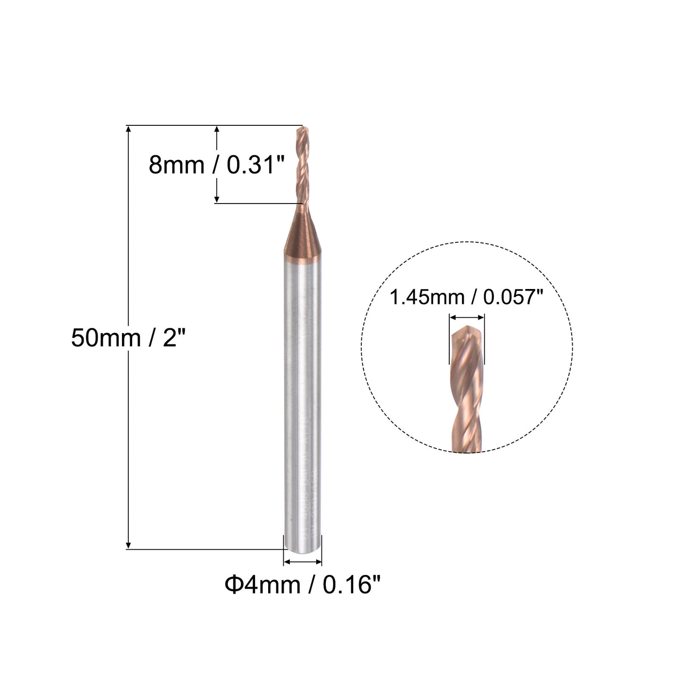 uxcell Titanium Coated Carbide Twist Drill Bit