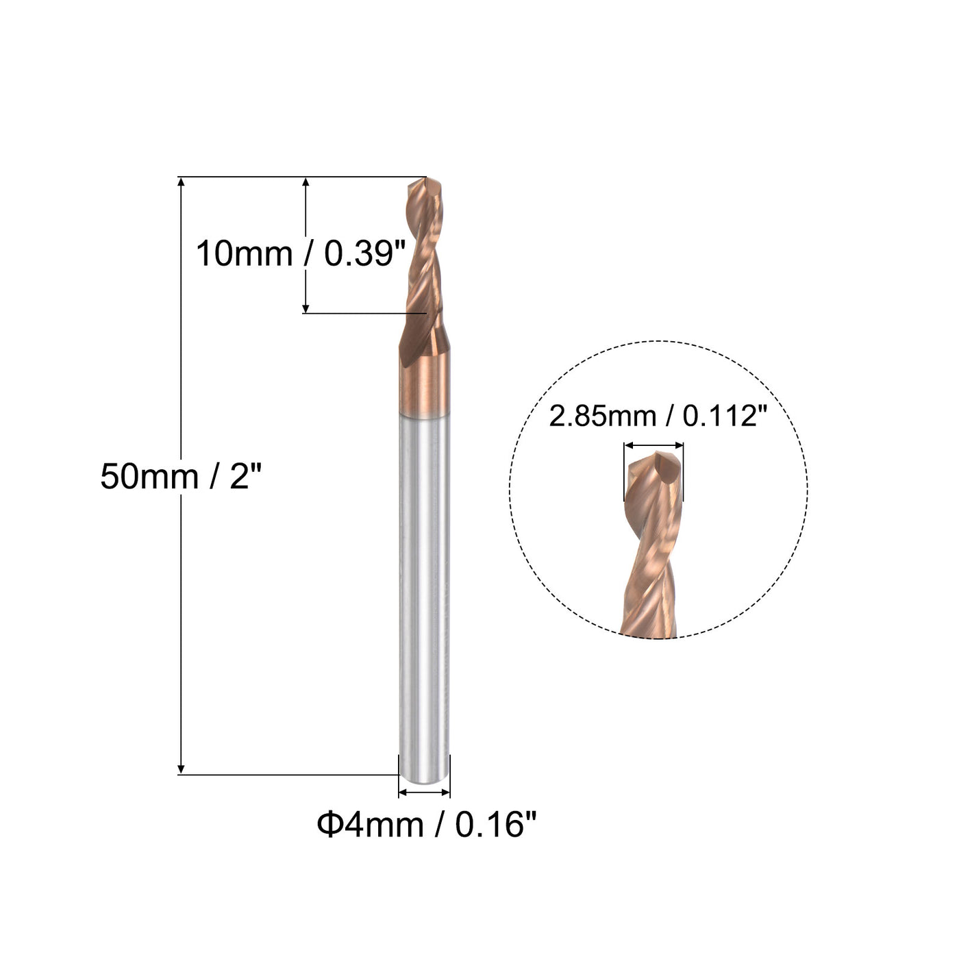 uxcell Titanium Coated Carbide Straight Shank Twist Drill Bit