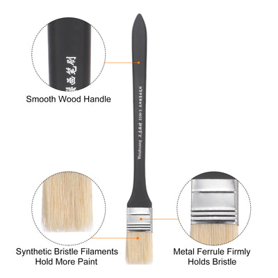 Harfington Width Small Paint Brush Natural Bristle with Wood Handle Tool