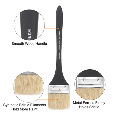 Harfington Width Small Paint Brush Natural Bristle with Wood Handle Tool