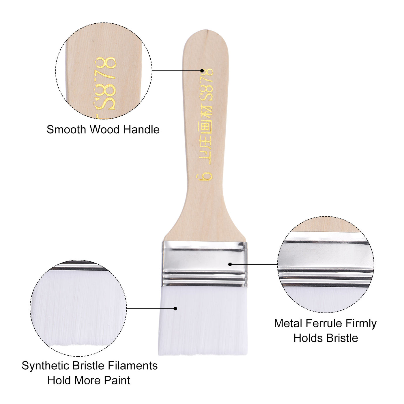 Harfington Width Small Paint Brush Natural Bristle with Wood Handle Tools