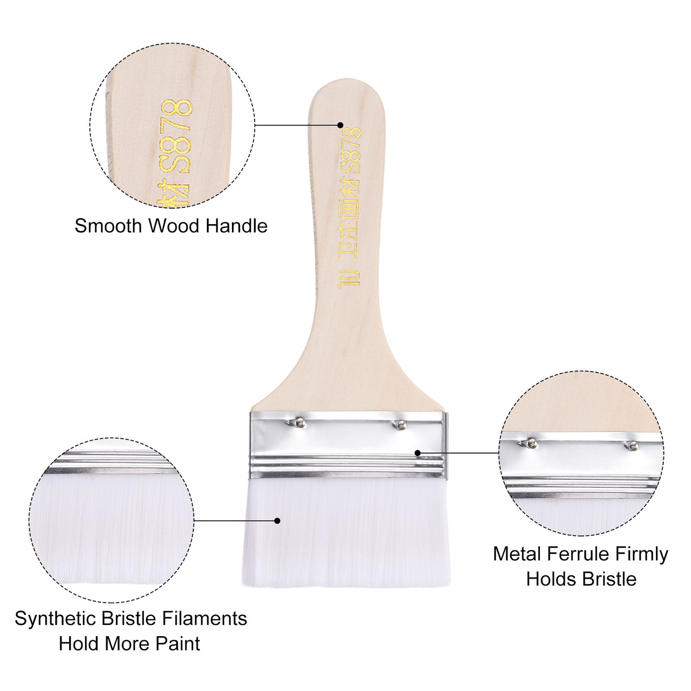 Harfington Width Small Paint Brush Natural Bristle with Wood Handle Tools