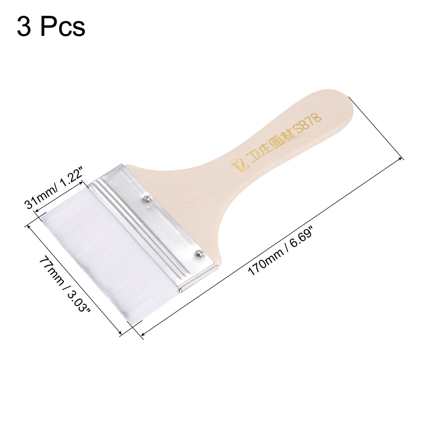 Harfington Width Small Paint Brush Natural Bristle with Wood Handle Tools