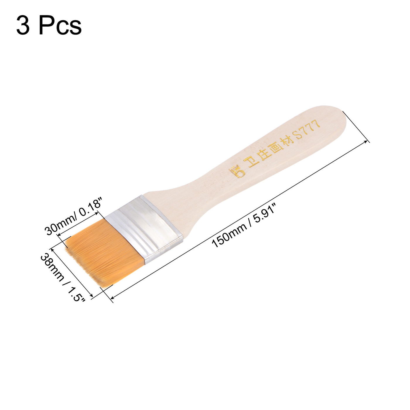 Harfington Width Small Paint Brush Natural Bristle with Wood Handle Tools